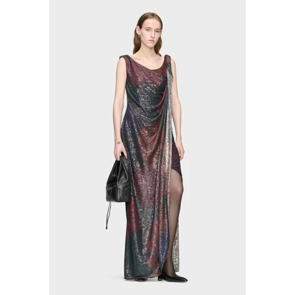 Maison Margiela Sequined Maxi Dress in Mist | Maxi Dresses | Luxury Shoes 