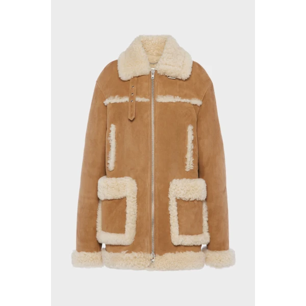 Maison Margiela Shearling Caban in Camel | Shearling Jackets | Luxury Shoes 