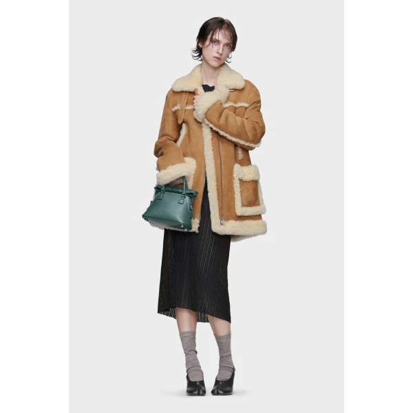 Maison Margiela Shearling Caban in Camel | Shearling Jackets | Luxury Shoes 
