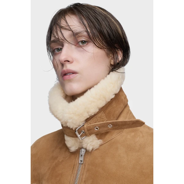 Maison Margiela Shearling Caban in Camel | Shearling Jackets | Luxury Shoes 