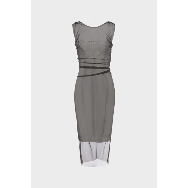 Maison Margiela Sheer Dress in Brown | Midi Dresses | Luxury Shoes 