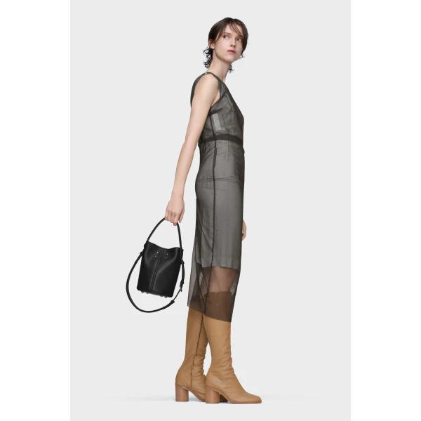 Maison Margiela Sheer Dress in Brown | Midi Dresses | Luxury Shoes 