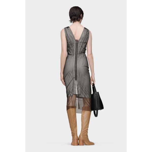 Maison Margiela Sheer Dress in Brown | Midi Dresses | Luxury Shoes 
