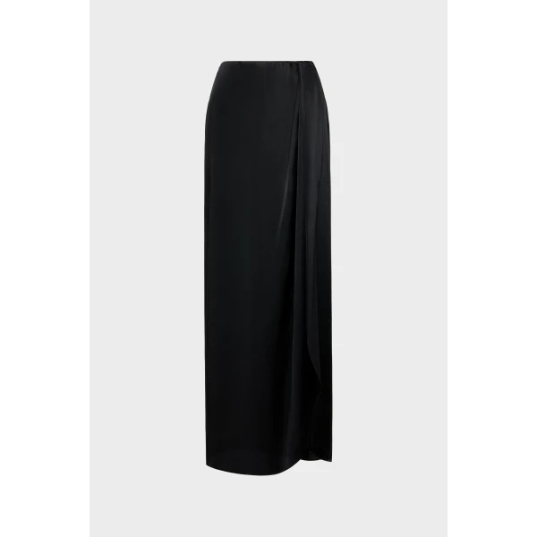 Maison Margiela Silk Draped Skirt in Black | Maxi Skirts | Luxury Shoes 