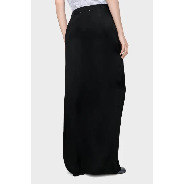 Maison Margiela Silk Draped Skirt in Black | Maxi Skirts | Luxury Shoes 
