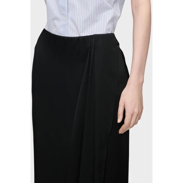 Maison Margiela Silk Draped Skirt in Black | Maxi Skirts | Luxury Shoes 