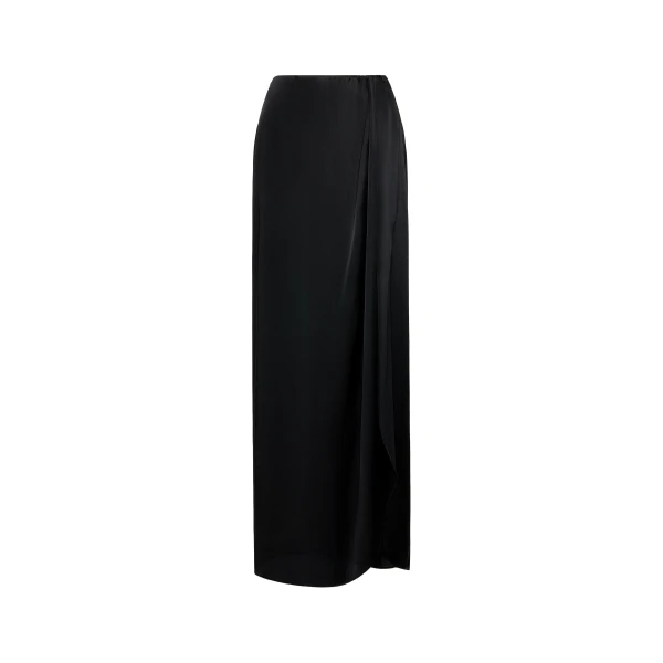 Silk Draped Skirt in Black