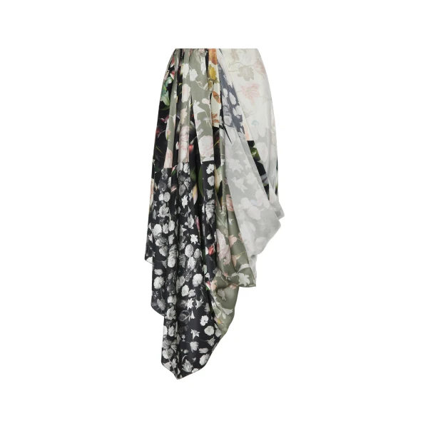 Maison Margiela Silk Floral Draped Skirt in Ivory | Luxury Shoes 