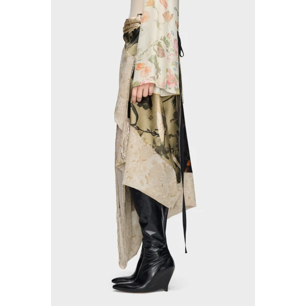 Maison Margiela Silk Floral Midi Skirt in Ivory | Midi Skirts | Luxury Shoes 