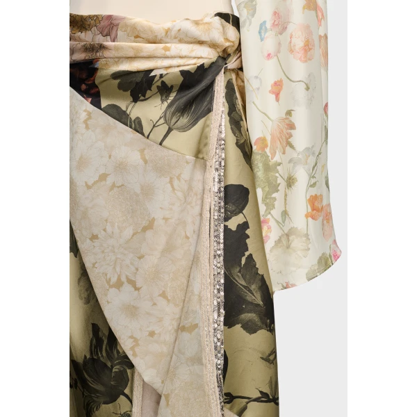 Maison Margiela Silk Floral Midi Skirt in Ivory | Midi Skirts | Luxury Shoes 