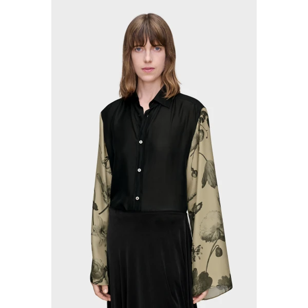 Maison Margiela Silk Floral Shirt in Black | Shirts | Luxury Shoes 
