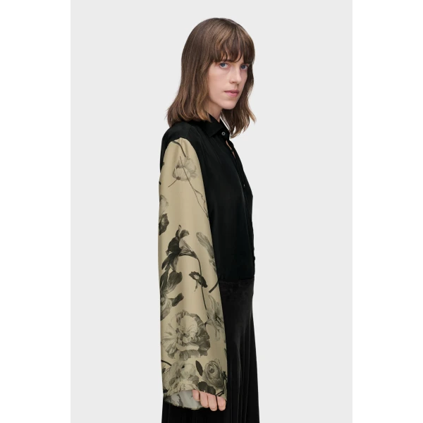 Maison Margiela Silk Floral Shirt in Black | Shirts | Luxury Shoes 