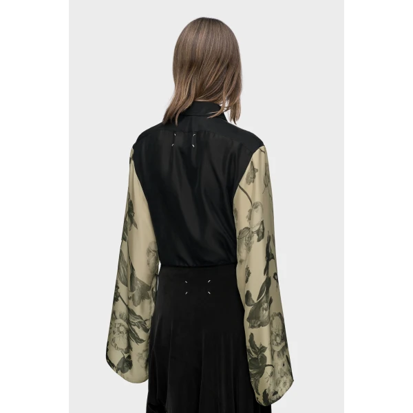 Maison Margiela Silk Floral Shirt in Black | Shirts | Luxury Shoes 