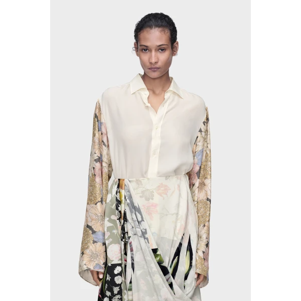 Maison Margiela Silk Floral Shirt in Ivory | Shirts | Luxury Shoes 