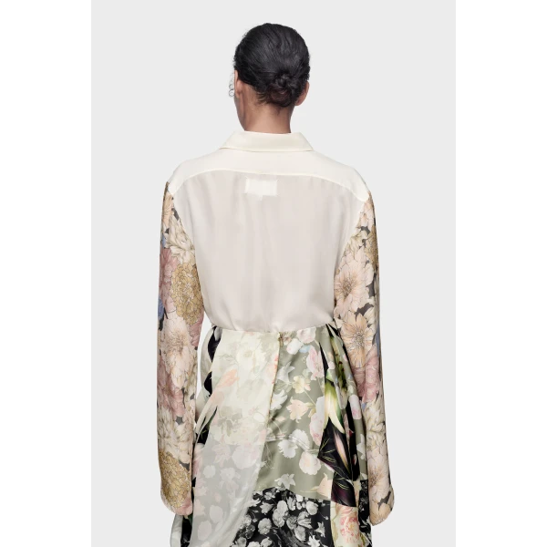 Maison Margiela Silk Floral Shirt in Ivory | Shirts | Luxury Shoes 
