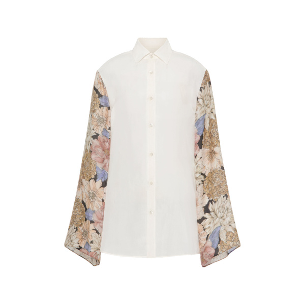 Maison Margiela Silk Floral Shirt in Ivory | Luxury Shoes 