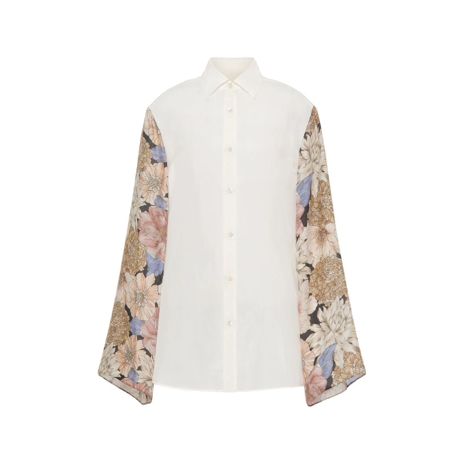 Maison Margiela Silk Floral Shirt in Ivory Maison Margiela Silk Floral Shirt in Ivory | Luxury Shoes