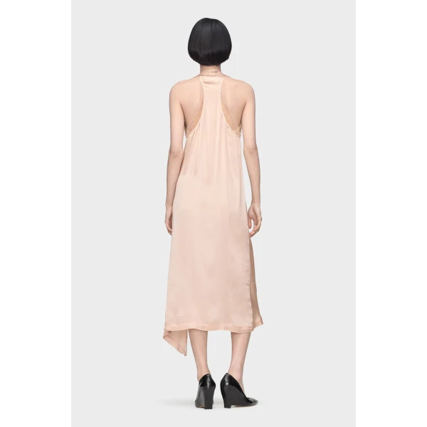 Maison Margiela Silk Lace Slip Midi Dress in Blush | Midi Dresses | Luxury Shoes 