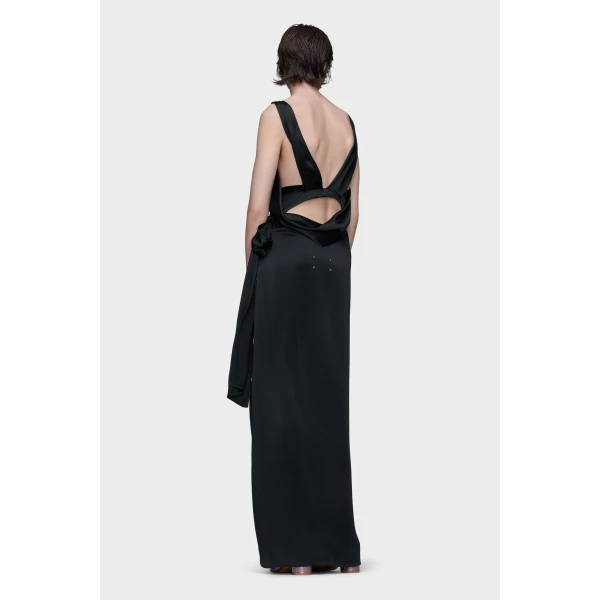 Maison Margiela Silk Satin Maxi Dress in Black | Maxi Dresses | Luxury Shoes 