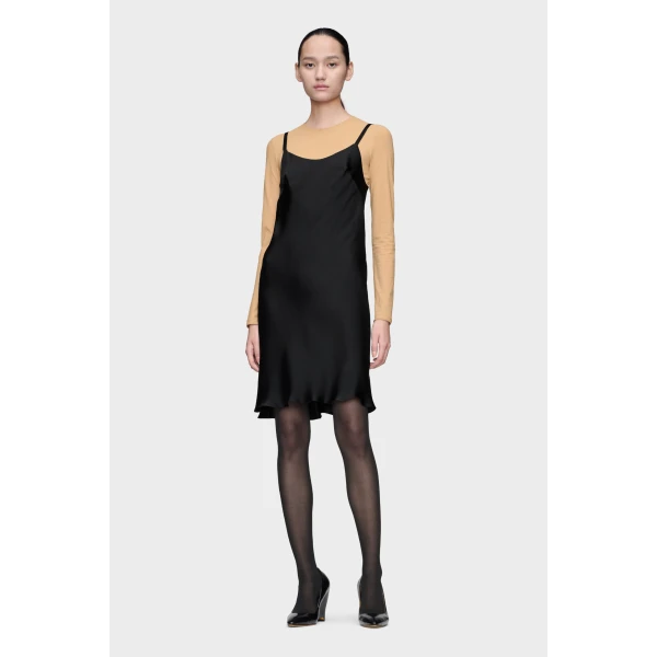 Maison Margiela Silk Slip Mini Dress in Black | Mini Dresses | Luxury Shoes 