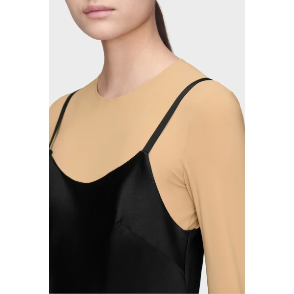 Maison Margiela Silk Slip Mini Dress in Black | Mini Dresses | Luxury Shoes 