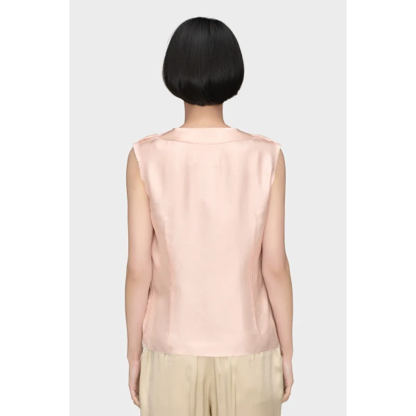 Maison Margiela Silk V-Neck Top in Pink | Sleeveless | Luxury Shoes 