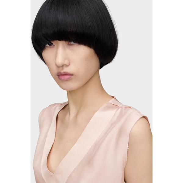 Maison Margiela Silk V-Neck Top in Pink | Sleeveless | Luxury Shoes 