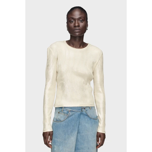Maison Margiela Silver Print Long-Sleeve Top in Dirty Wash | Long Sleeve | Luxury Shoes 