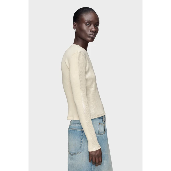 Maison Margiela Silver Print Long-Sleeve Top in Dirty Wash | Long Sleeve | Luxury Shoes 