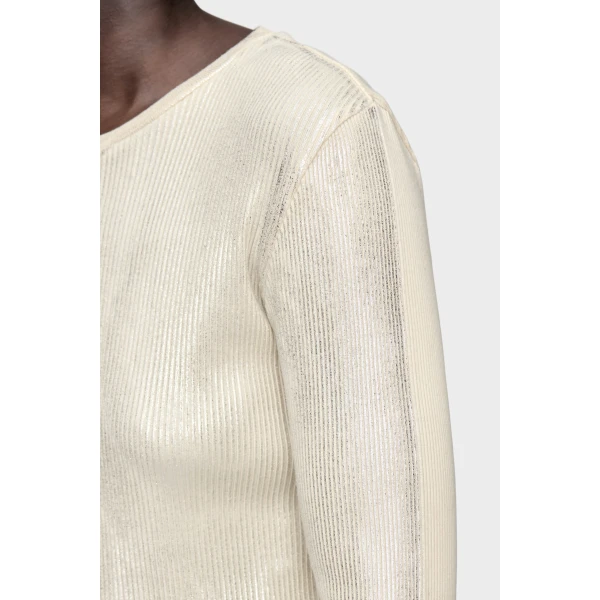 Maison Margiela Silver Print Long-Sleeve Top in Dirty Wash | Long Sleeve | Luxury Shoes 
