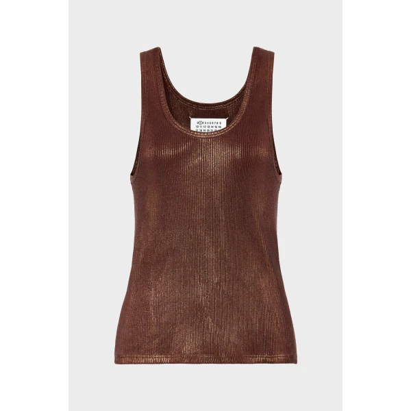 Maison Margiela Silver Print Tank Top in Beige | Sleeveless | Luxury Shoes 
