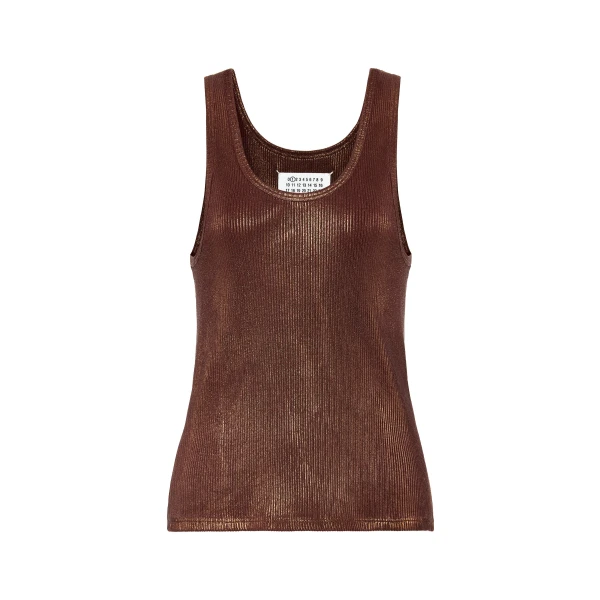Silver Print Tank Top in Beige