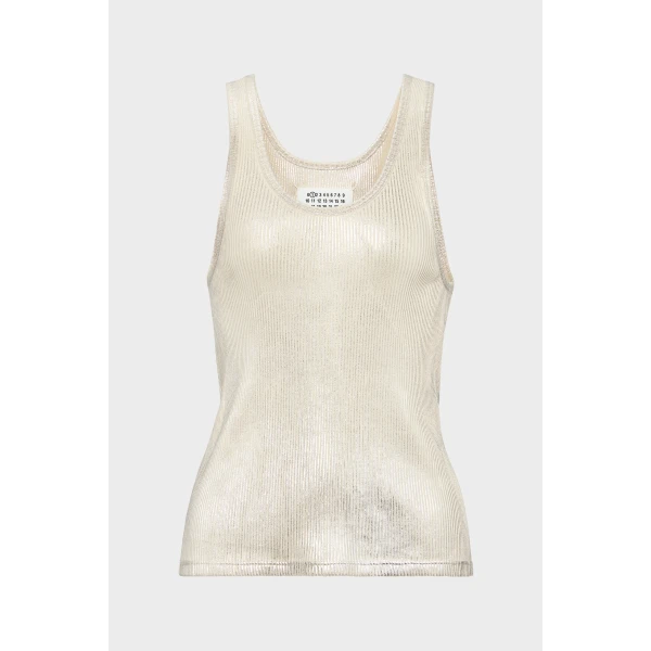 Maison Margiela Silver Print Tank Top in Dirty Wash | Sleeveless | Luxury Shoes 