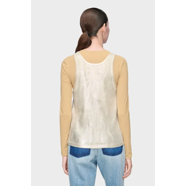 Maison Margiela Silver Print Tank Top in Dirty Wash | Sleeveless | Luxury Shoes 