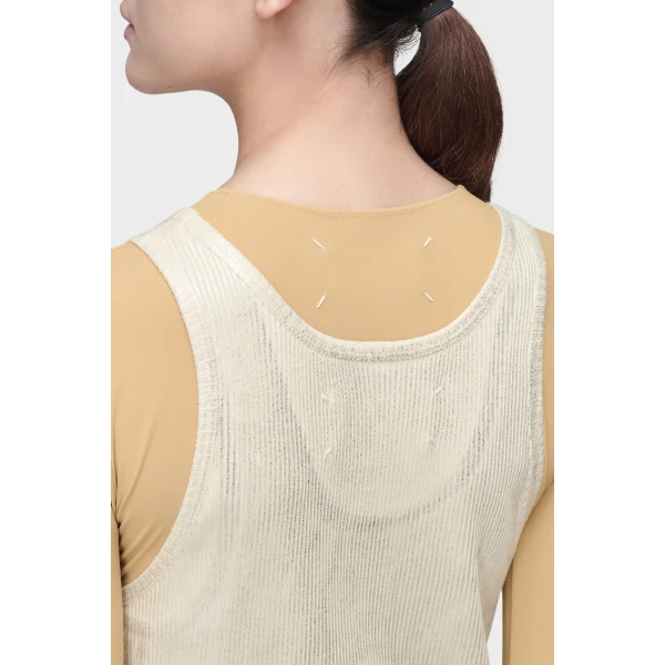 Maison Margiela Silver Print Tank Top in Dirty Wash | Sleeveless | Luxury Shoes 
