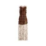 Maison Margiela Slashed Velvet Floral Maxi Dress in Bordeaux | Luxury Shoes 