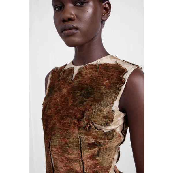 Maison Margiela Slashed Velvet Floral Maxi Dress in Bordeaux | Maxi Dresses | Luxury Shoes 