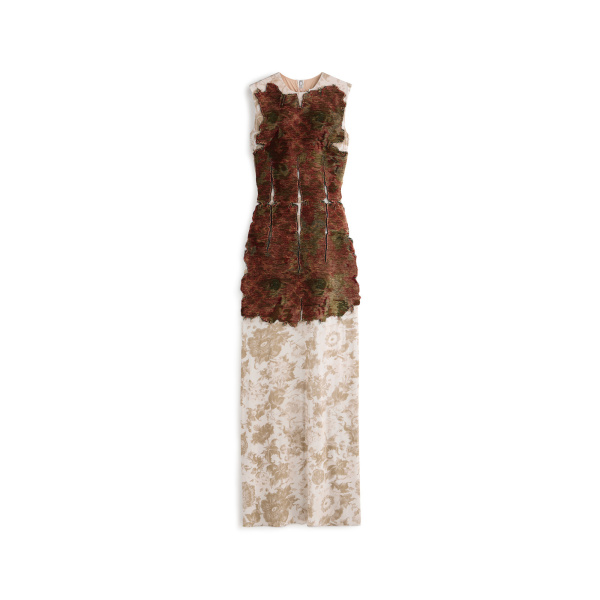 Maison Margiela Slashed Velvet Floral Maxi Dress in Bordeaux | Luxury Shoes 