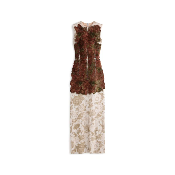 Maison Margiela Slashed Velvet Floral Maxi Dress in Bordeaux | Luxury Shoes 
