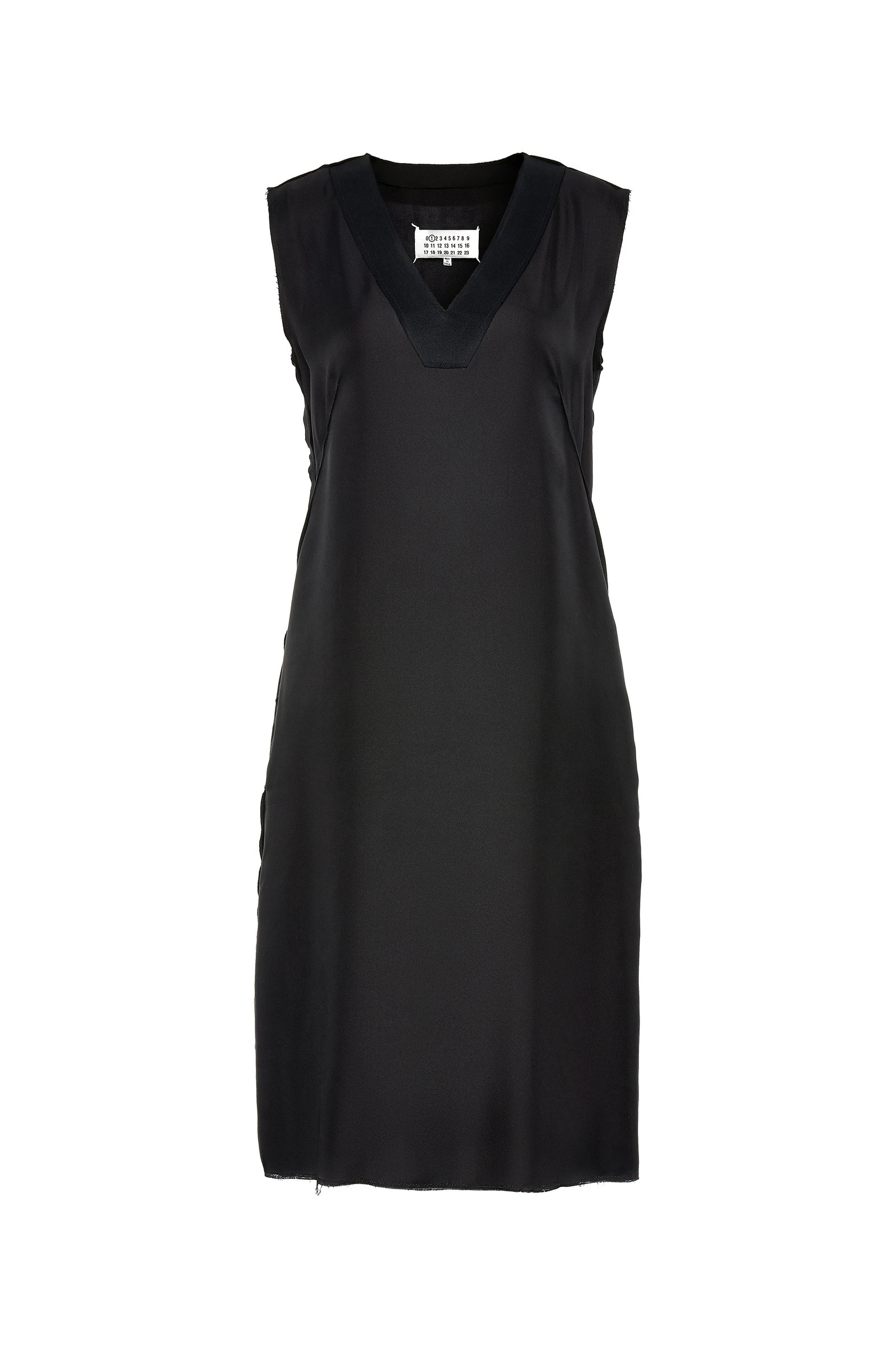 Maison Margiela Sleeveless Silk V-Neck Midi Dress in Black Maison Margiela Sleeveless Silk V-Neck Midi Dress in Black | Luxury Shoes