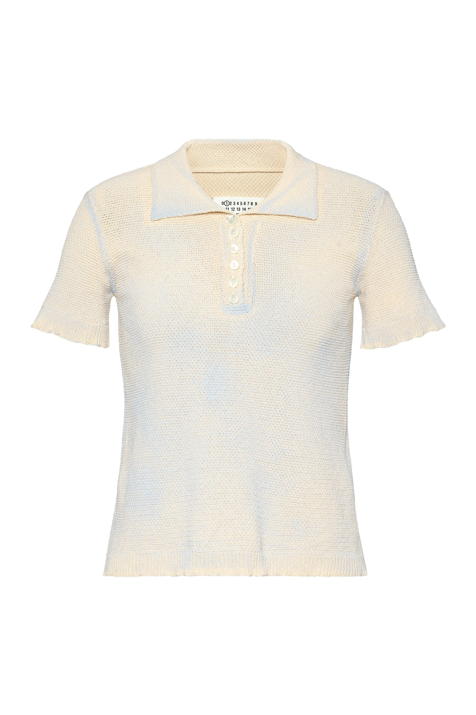 Maison Margiela Stamped Cotton Knit Polo in Pale Blue Maison Margiela Stamped Cotton Knit Polo in Pale Blue | Luxury Shoes