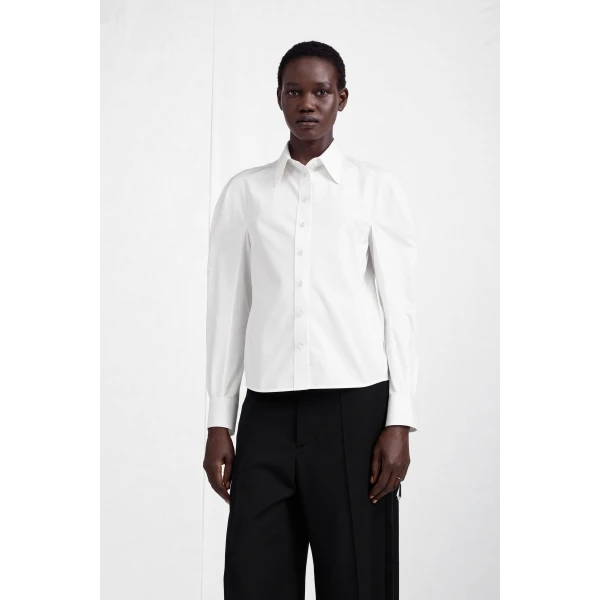 Maison Margiela Stockman Shoulder Cotton Shirt in White | Shirts | Luxury Shoes 