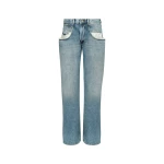Maison Margiela Straight Jeans with Contrasted Pockets in Blue Jeans | Luxury Shoes 