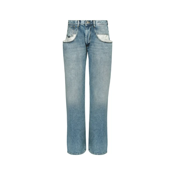 Straight Jeans with Contrasted Pockets in Blue Jeans