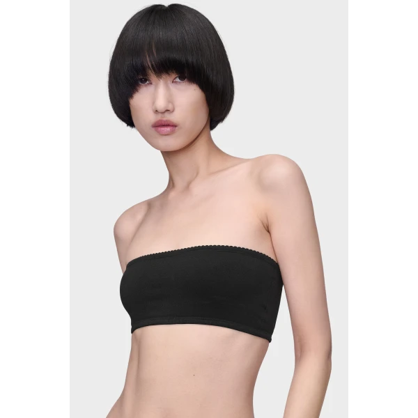 Maison Margiela Strapless Bandeau Top in Black | Cropped Top | Luxury Shoes 