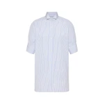 Maison Margiela Striped Cotton Short-Sleeve Shirt in White and Light Blue | Luxury Shoes 