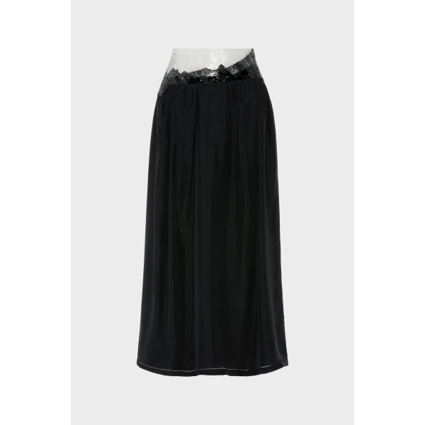 Maison Margiela Taped Midi Skirt in Black | Midi Skirts | Luxury Shoes 