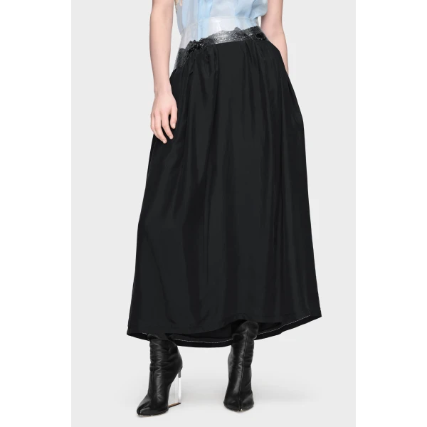 Maison Margiela Taped Midi Skirt in Black | Midi Skirts | Luxury Shoes 