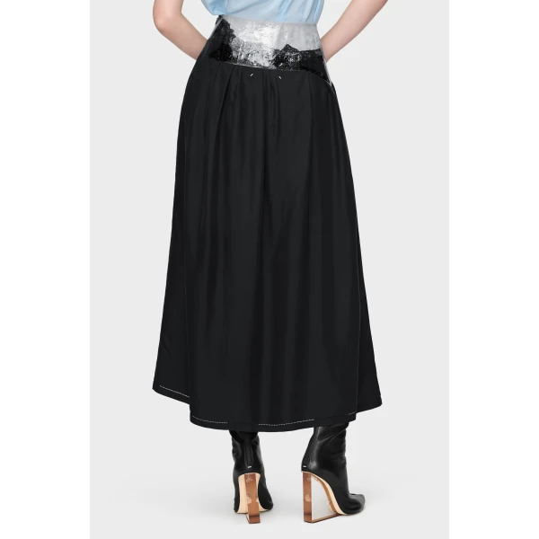 Maison Margiela Taped Midi Skirt in Black | Midi Skirts | Luxury Shoes 