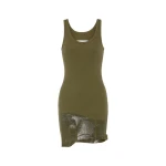 Maison Margiela Taped Rib Mini Dress in Olive | Luxury Shoes 